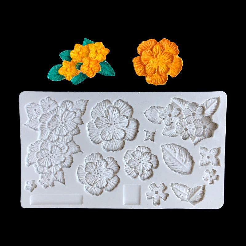 1 Khuôn Silicon Hình Hoa Trà Dập Nổi Trang Trí Bánh Kem diy vn