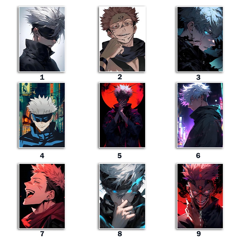Tranh Áp Phích Giấy kraft Hình anime Nhật Bản jujutsu kaisen vintage Phổ Biến fantasy battle hot blood suspense