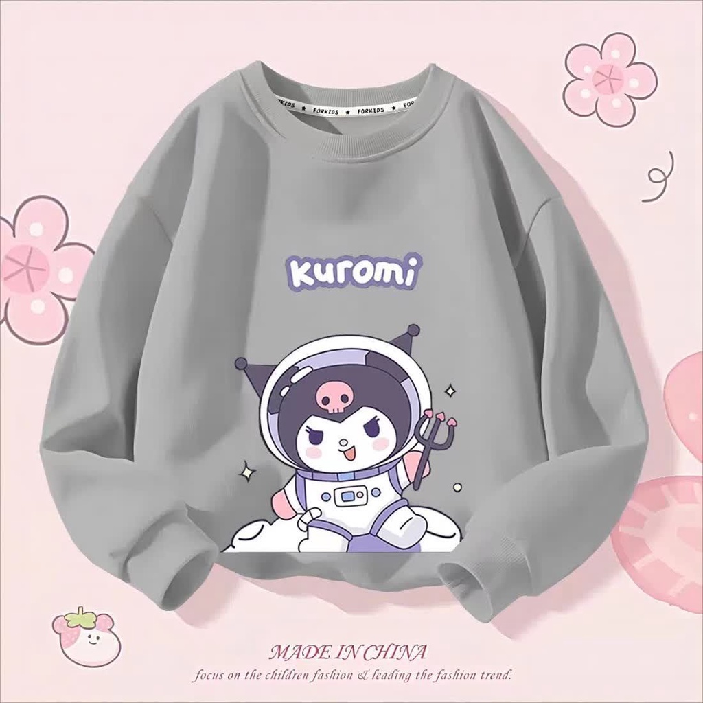 Áo Thun Nỉ Mỏng Tay Dài Phong Cách kuromi Thời Trang Mùa Thu 2023 Mới Cho Bé Gái