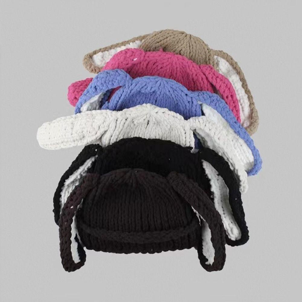 Mũ Tai Thỏ Đan Len Dễ Thương Cho Nữ