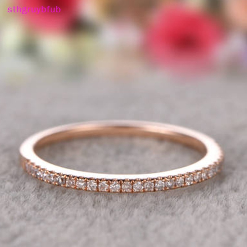 Sthb Nhẫn zircon Đơn Giản Mỏng Nhẹ Đính Kim Cương Thời Trang Làm Quà Sinh Nhật Cho Nữ vn
