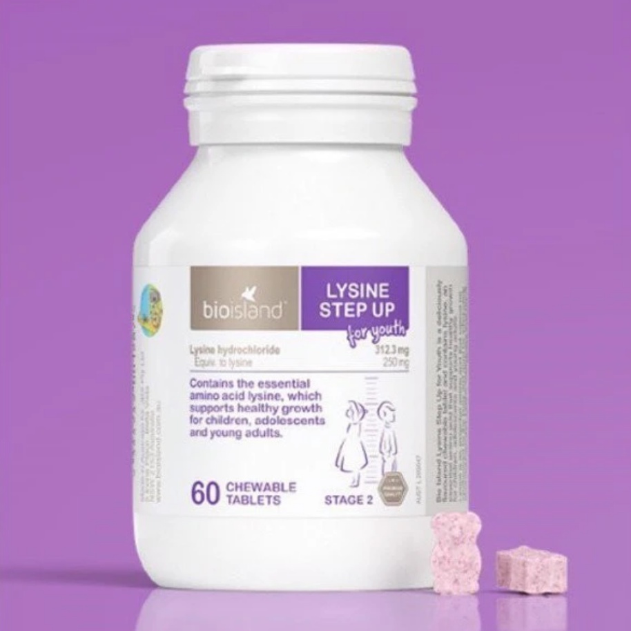 Viên nhai bioisland lysine tăng chiều cao cho trẻ từ 6 tuổi trở lên hộp 60 viên Healthy Care Maxwell68