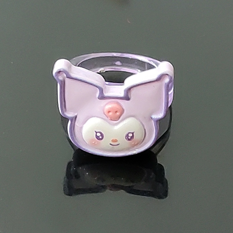 Hoạt Hình Nhẫn Nhựa acrylic Trong Suốt Hình Mèo / Cún / Cún / kt / Cún / Mèo / sanrio Đáng Yêu Cho Nữ