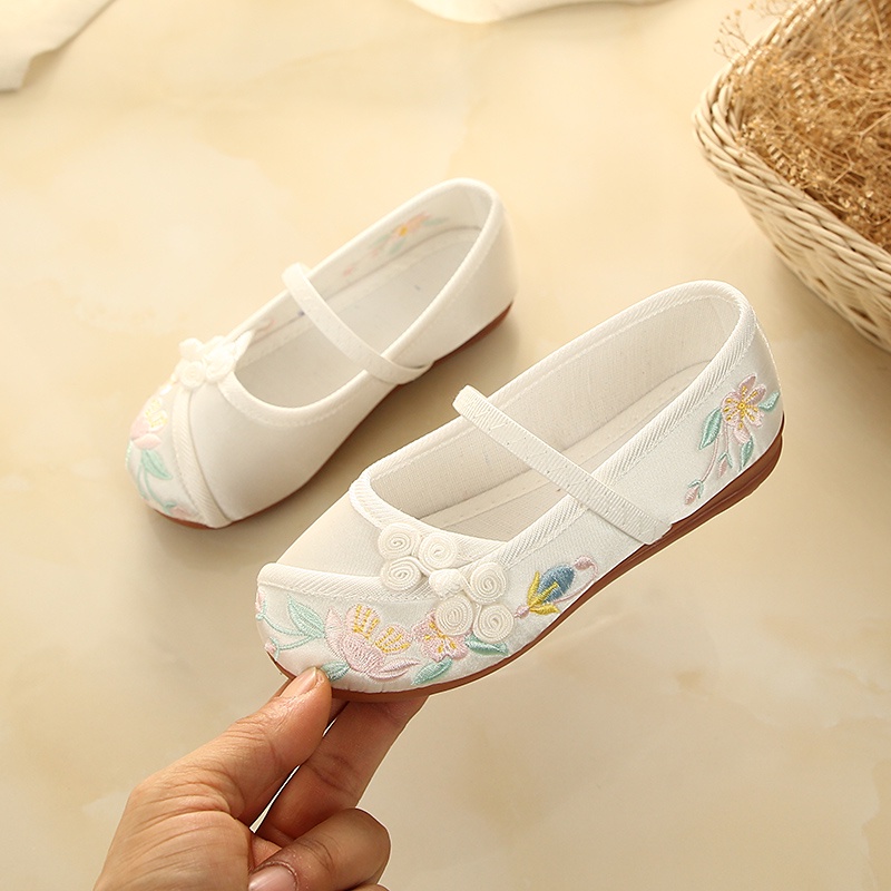 Giày Hán Phục Truyền Thống Trung Hoa Thêu Hoa Xinh Xắn Dành Cho Bé Gái Mới
