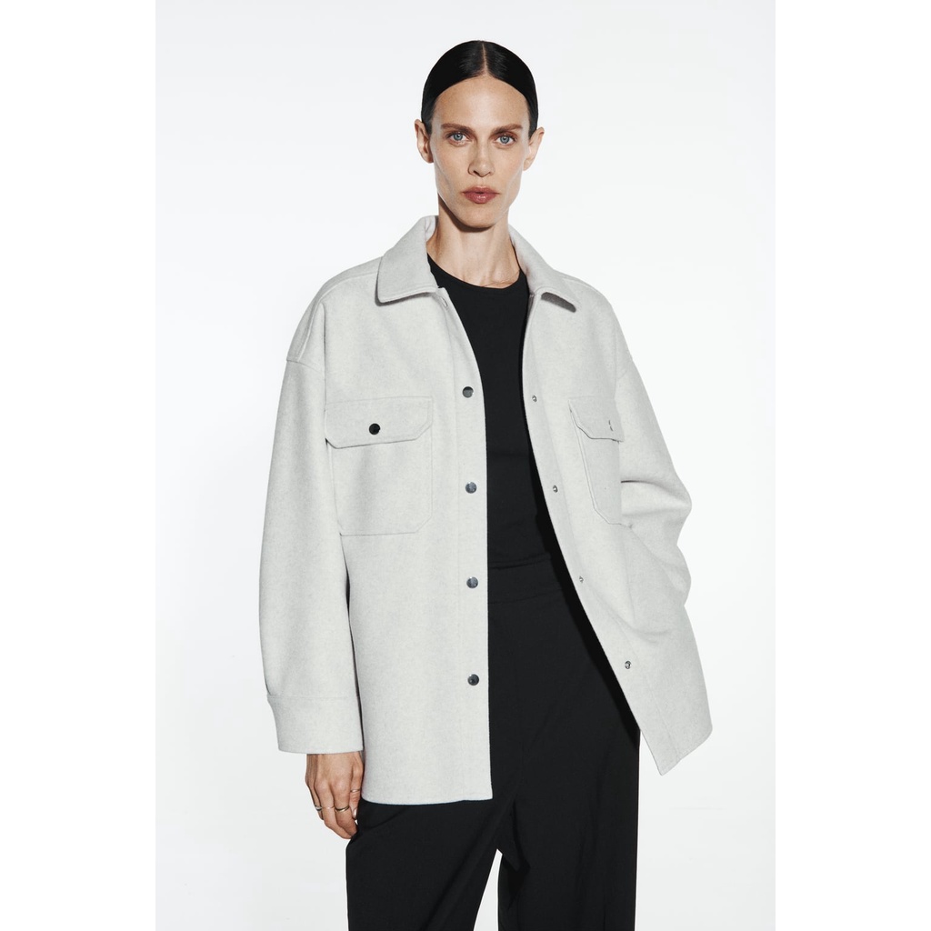 Zara Áo Khoác Sơ Mi Tay Dài Vải Mềm Thời Trang Mùa Thu Cho Nữ 3046263 710