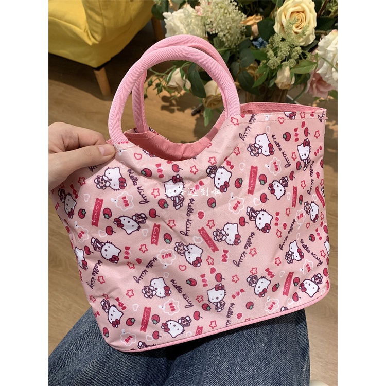 Túi Xách Tay Toàn Màn Hình Toàn Diện In Hình Hello Kitty Dễ Thương Cho Học Sinh