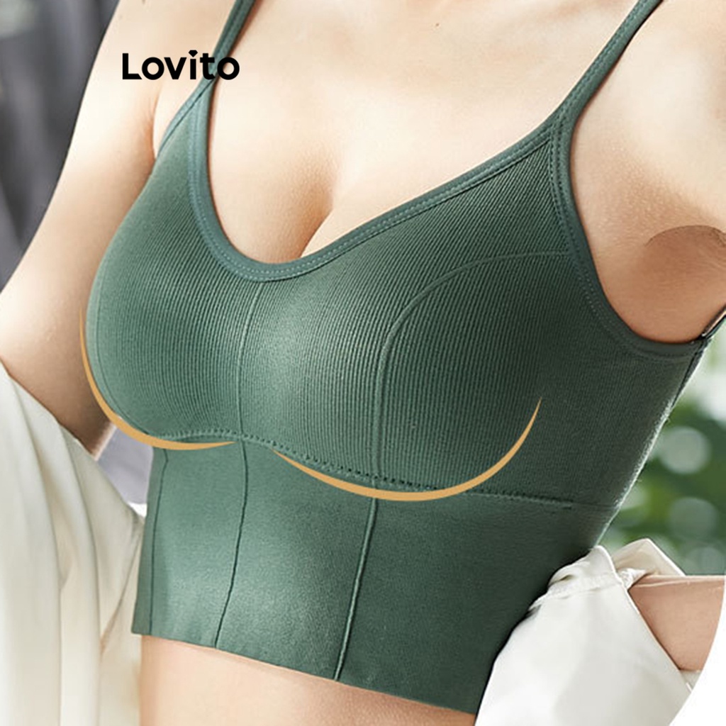 Lovito Áo ngực thể thao cơ bản trơn đơn giản cho nữ LNA27251