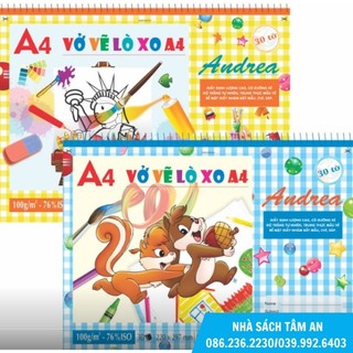 Vở vẽ A3/ A4 KLong giấy mịn chuyên dụng gáy lò xo/ gáy dán