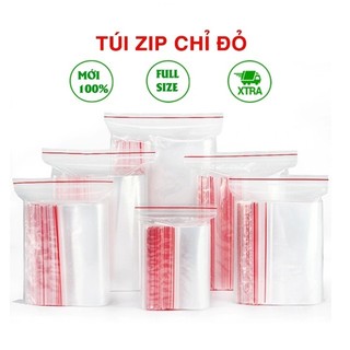 500GR Túi zip chỉ đỏ loại tốt, dày dặn, chắc chắn