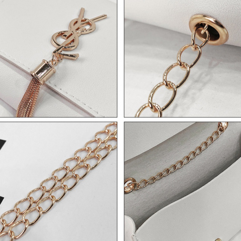 Túi Da Đeo Chéo Hình Vuông Cỡ Nhỏ Phối Dây Đeo Sợi Xích Thời Trang Cho Nữ