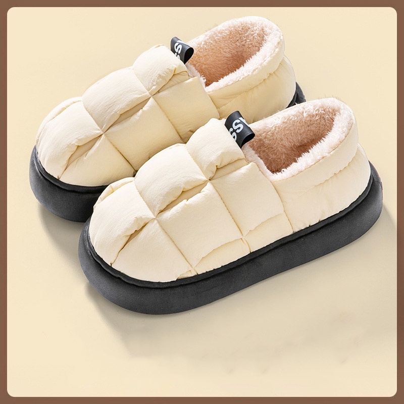 Shizhibao Dép cotton Đi Trong Nhà Mùa Đông Đơn Giản Ấm Áp Có Thể Mang Ngoài Trời Cho Nữ