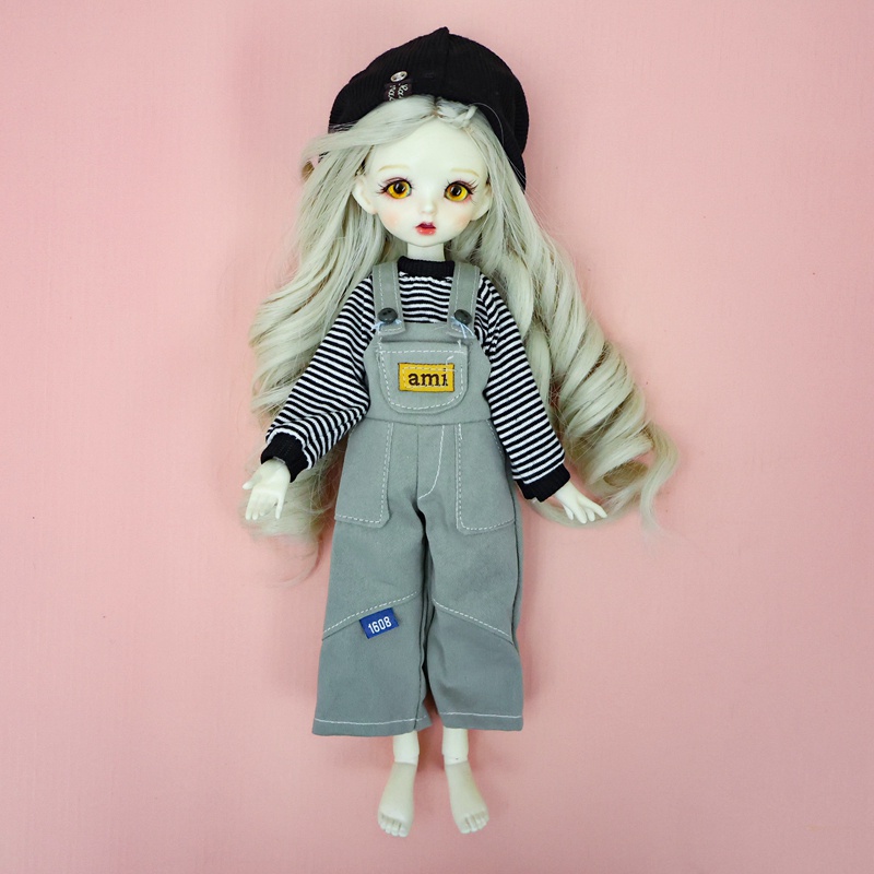 Phù Hợp set Quần Yếm denim Thời Trang Cho Búp Bê bjd 30cm Tỉ Lệ 1 / 6