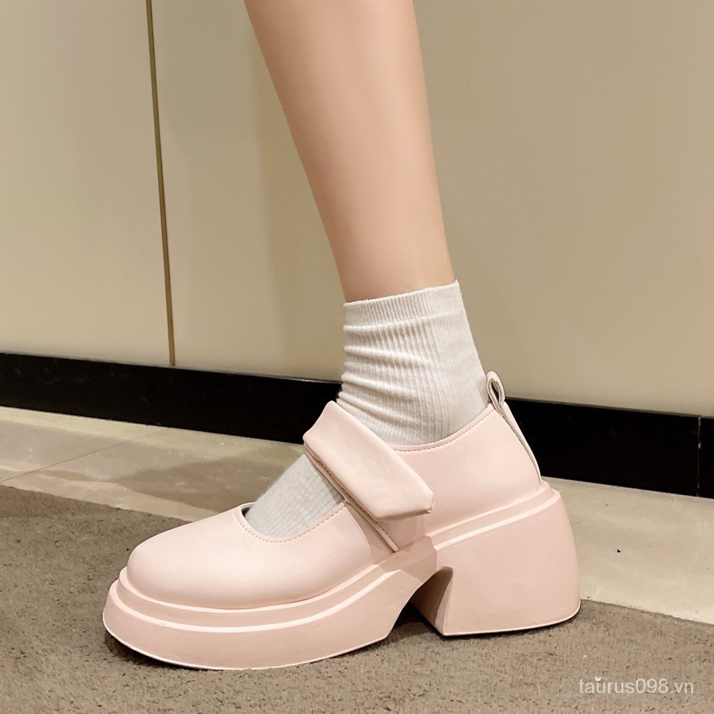 Giày mary jane Da Đế Dày Phong Cách Thời Trang retro Pháp 2023