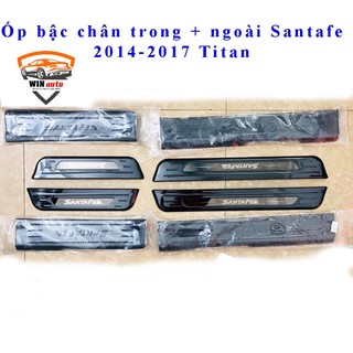 Ốp bậc cửa, nẹp bước chân trong, ngoài xe Hyundai Santafe 2016-2018 Titan cao cấp