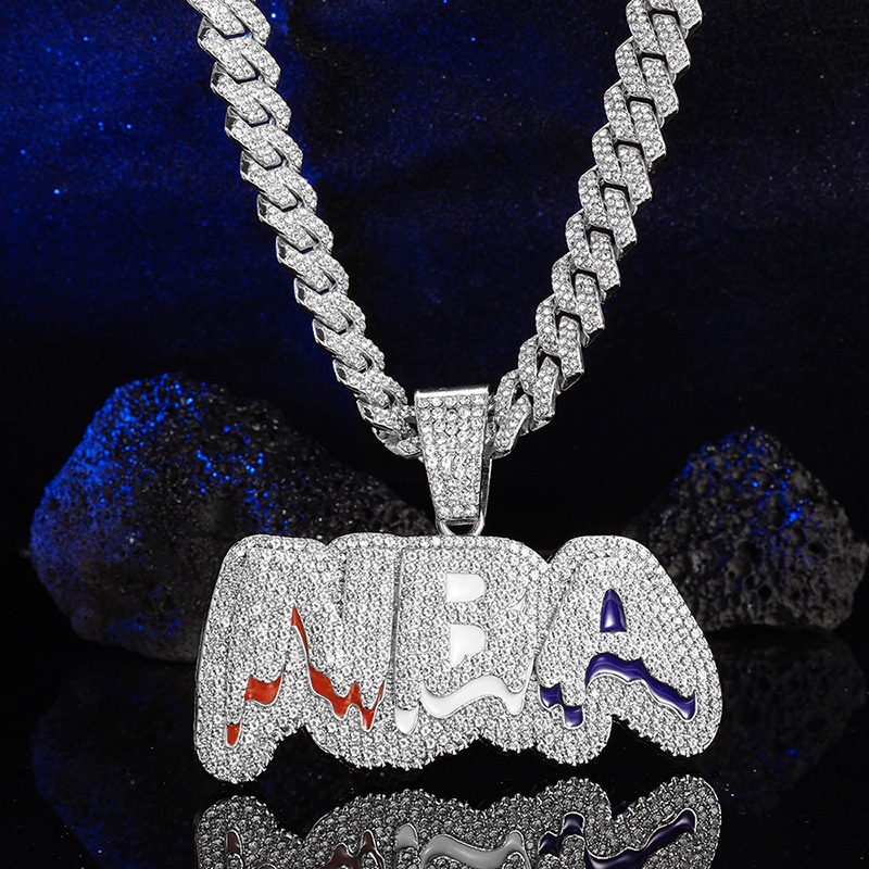 Dây Chuyền Mặt Chữ nba Đính Đá Chất Lượng Cao Phong Cách hip hop