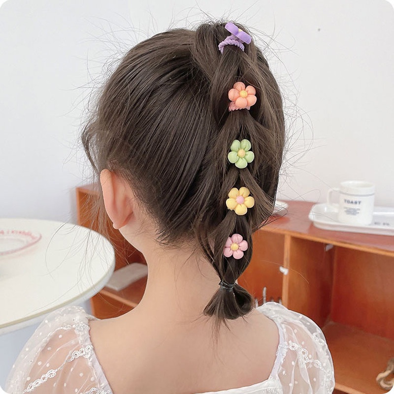 PVN61430 Set 20 Dây Buộc Tóc Cao Su Co Giãn Phong Cách Hàn Quốc Dễ Thương Cho Bé Gái