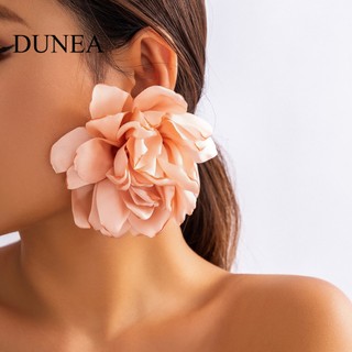 Dunea bông tai handmade hình hoa lớn bằng vải