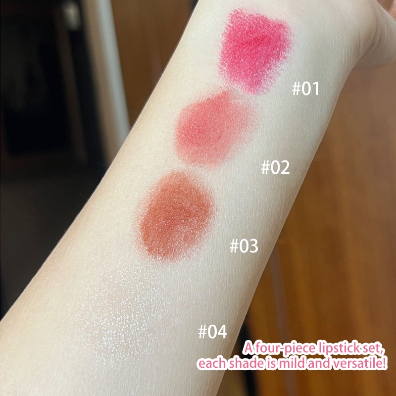 Set 4 Son Thạch Pha Cà Phê Hạnh Nhân / Hoa Hồng Đen Dưỡng Ẩm Không Màu ouyouvn