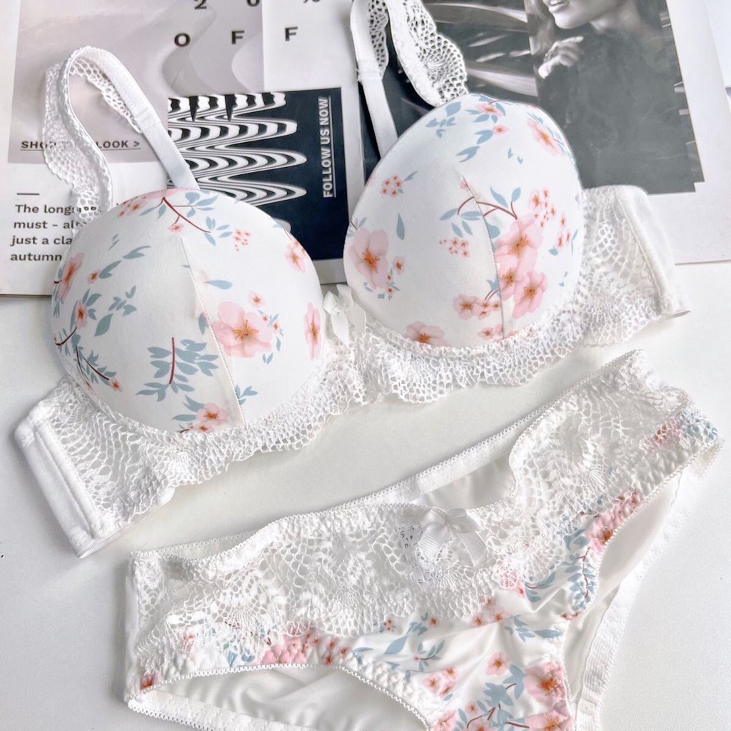 Áo Lót Nâng Ngực Họa Tiết Hoa Dễ Thương size 34-42