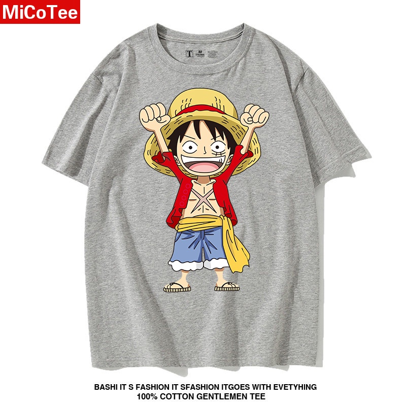 Áo Thun cotton Tay Ngắn In Hình luffy Cá Tính Hợp Thời Trang