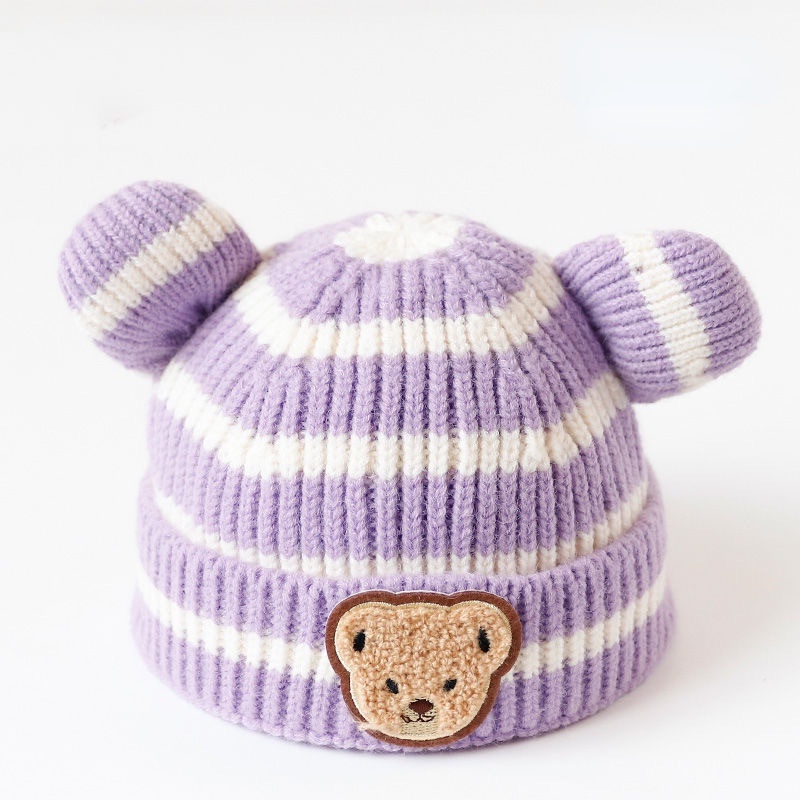 Mũ Len Kẻ Sọc Ấm Áp Xinh Xắn Cho Bé