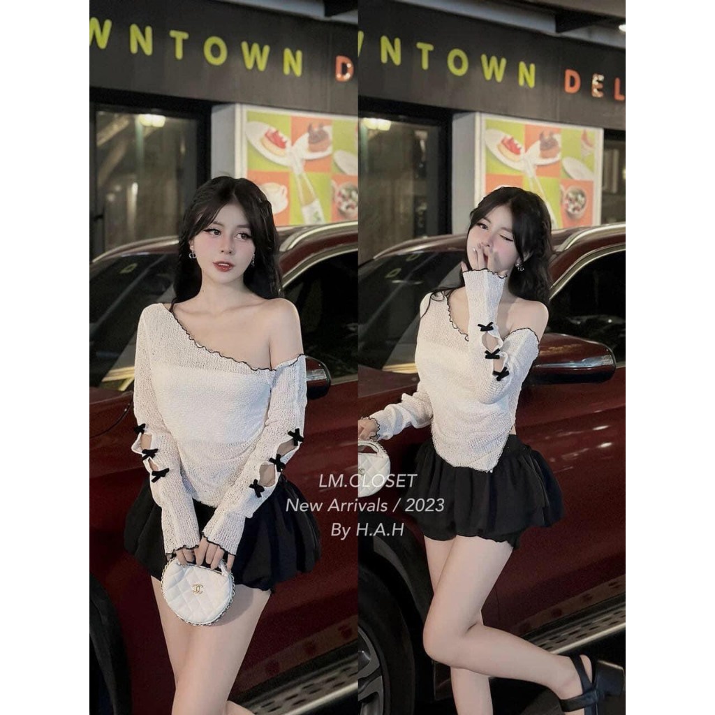 Set váy áo lưới bv đính nơ chất đẹp hàng Qc KÈM ẢNH Thật