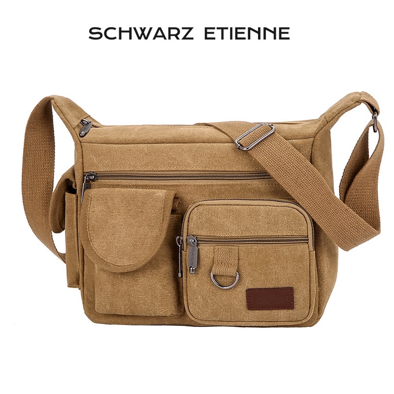 Schwarz etienne Túi Đeo Chéo canvas Sức Chứa Lớn Phong Cách retro Thời Trang Cho Nam