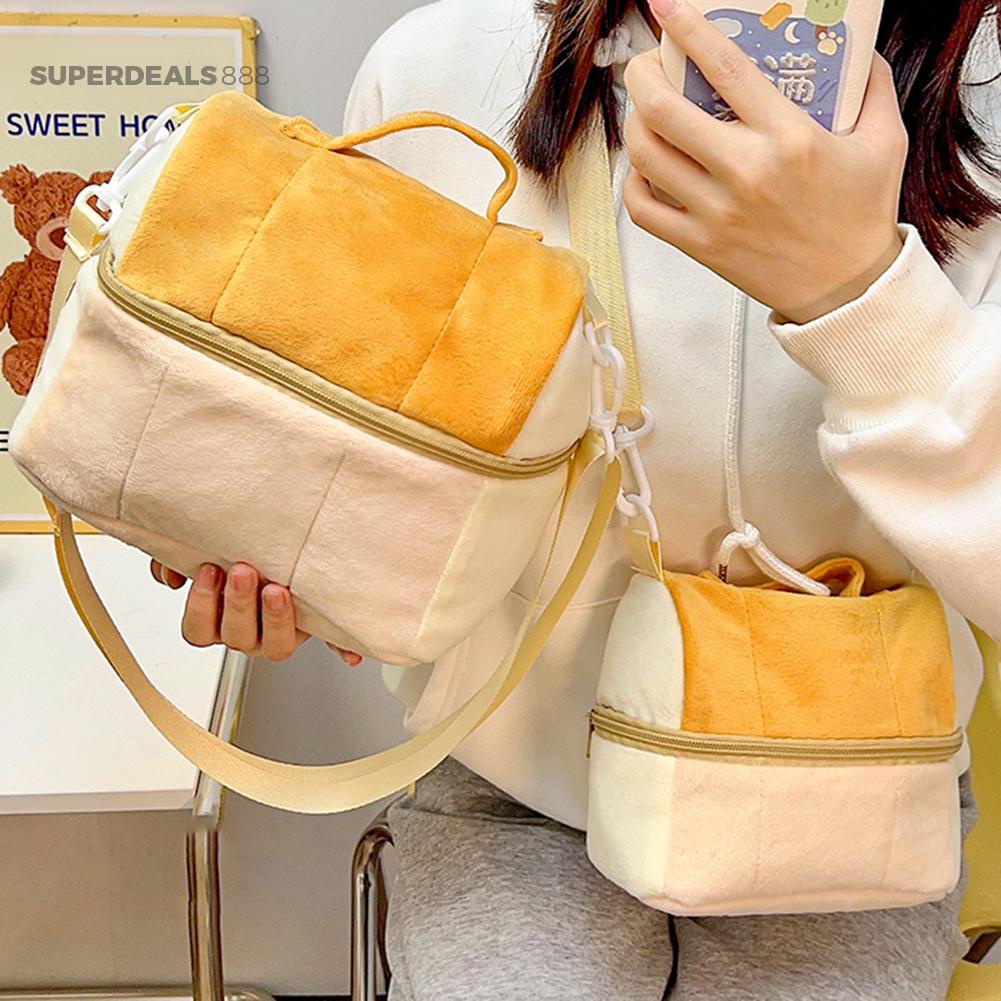 Túi Đựng Đồ Trang Điểm Hình Bánh Mì Bằng Vải Bông Sức Chứa Lớn Dành Cho Nam Nữ