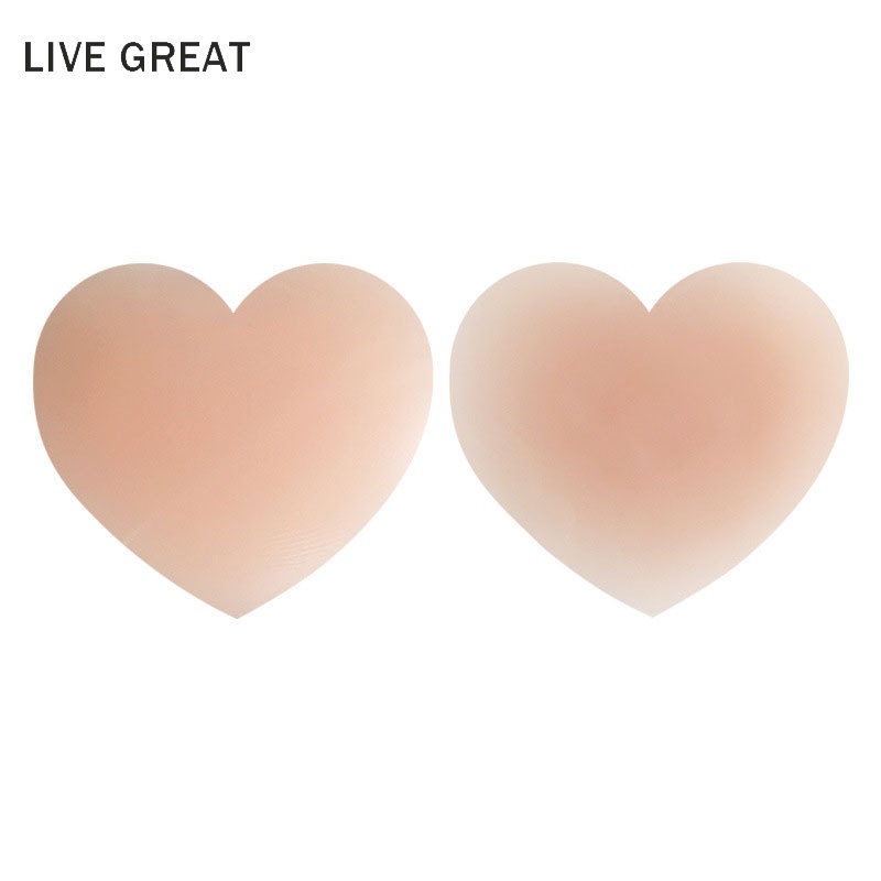Miếng dán ngực tròn LIVE GREAT chất liệu cao su silicone màu trơn thoáng khí