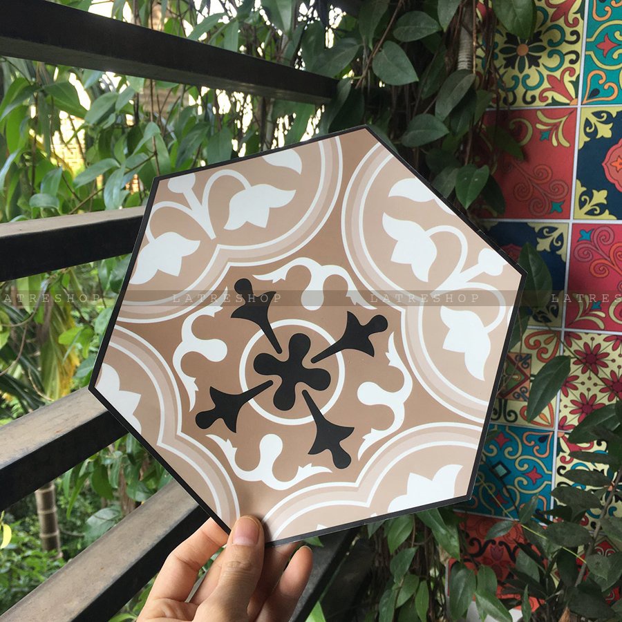 Decal gạch bông ô lẻ hình lục giác hình vuông decor nhà cửa chống nước