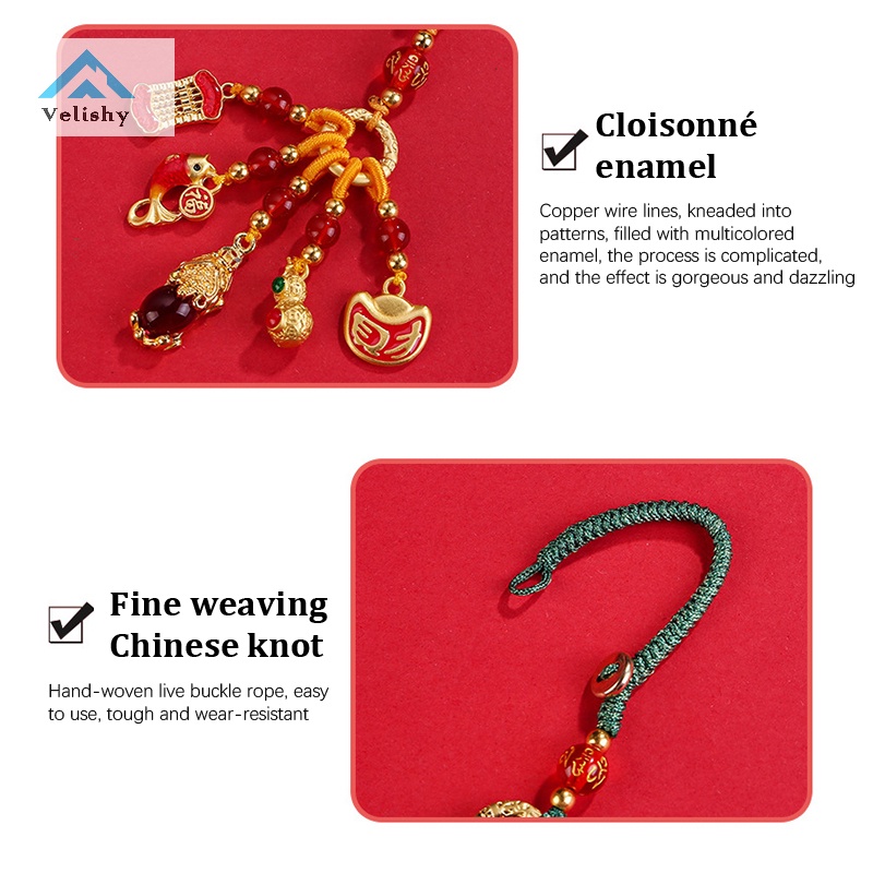 Velishy Móc Điện Thoại Kim Loại Phong Cách Trung Hoa Cổ Điển