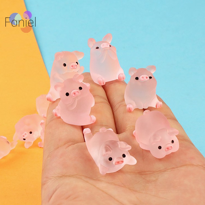 Bộ 6 Mô Hình Heo Con Bằng Nhựa Phát Sáng Dễ Thương Trang Trí Tiểu Cảnh