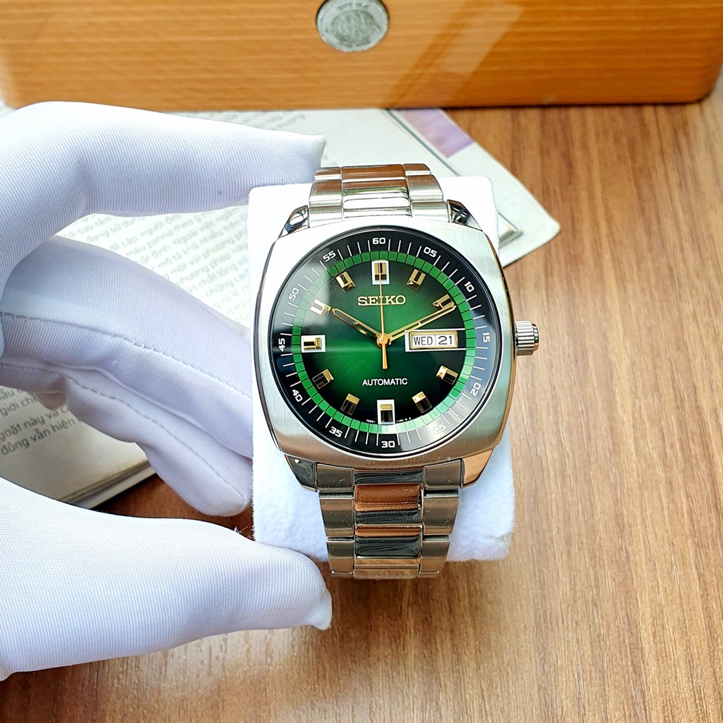 ( Được tets ) Đồng hồ chính hãng nam SEIKO Recraft Automatic Green Dial SNKM97- Máy cơ tự động - Kính cứng