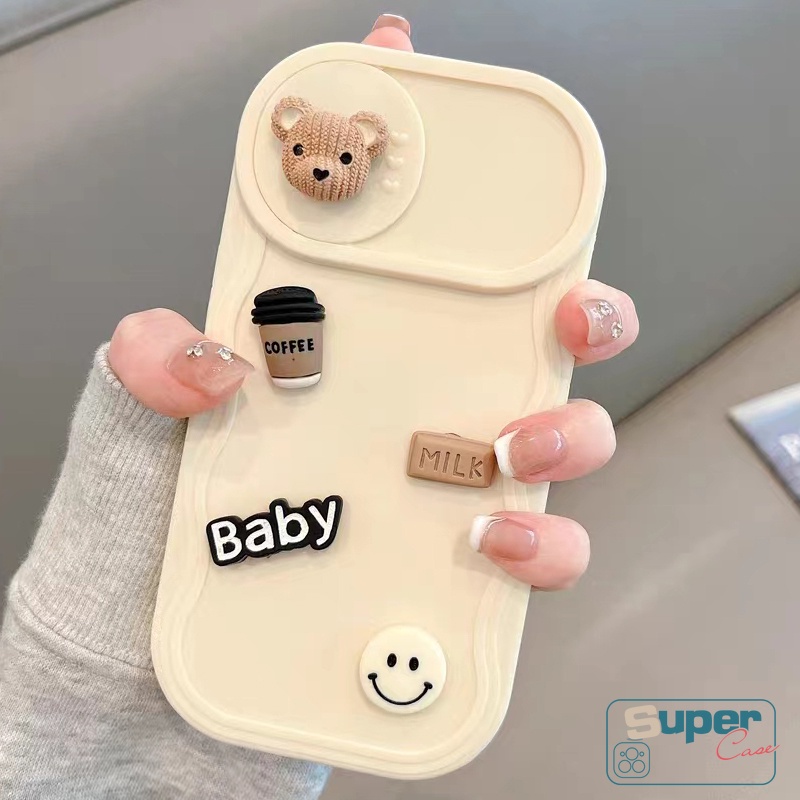 Ốp Điện Thoại Dẻo Hình Gấu / Đậu Cà Phê 3d Dễ Thương Cho iphone xr 11 14 12 13 11 pro max 7 8 6 6s plus x xs max
