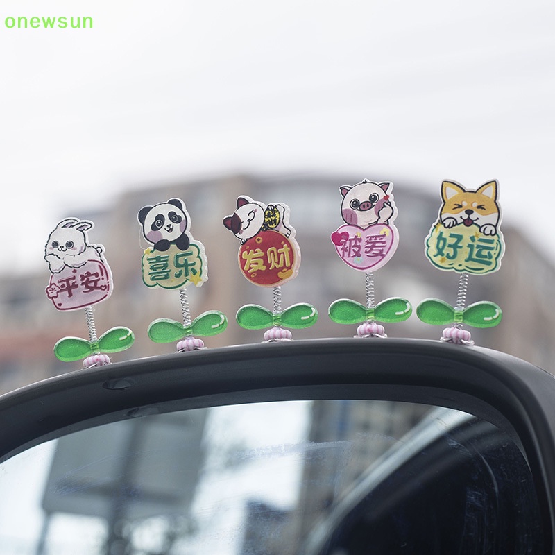 Onewsun Phụ Kiện Trang Trí Bảng Điều Khiển Cửa Sổ Xe Hơi Hình Bông Hoa Lắc Đầu Dễ Thương Mới