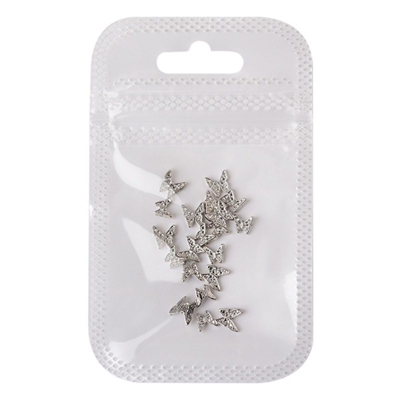 Bộ 10 Phụ Kiện Trang Trí Móng Tay Hình Bướm 3d Bằng Hợp Kim Xinh Xắn