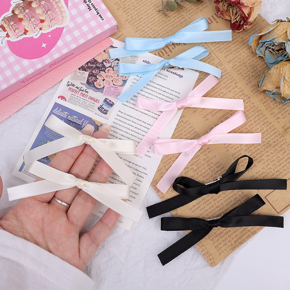 Kẹp Tóc Nơ Ruy Băng Nhiều Màu Sắc Phong Cách Hàn Quốc Dễ Thương Dành Cho Nữ y2k