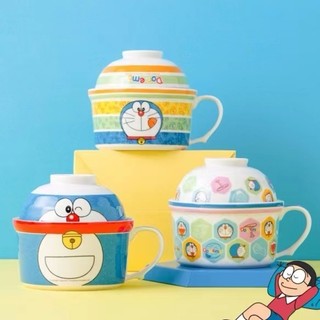 Doremon Nhật Bản Bát mì ăn liền hộ gia đình gốm sứ bộ đồ ăn ký túc xá sinh viên bát mì ăn liền