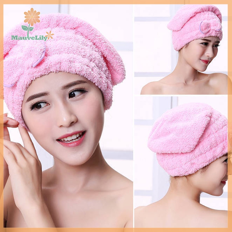 Lily Mũ Tắm Trùm Đầu Làm Khô Tóc Nhanh Chóng Đính Nơ Dành Cho Nữ uuu