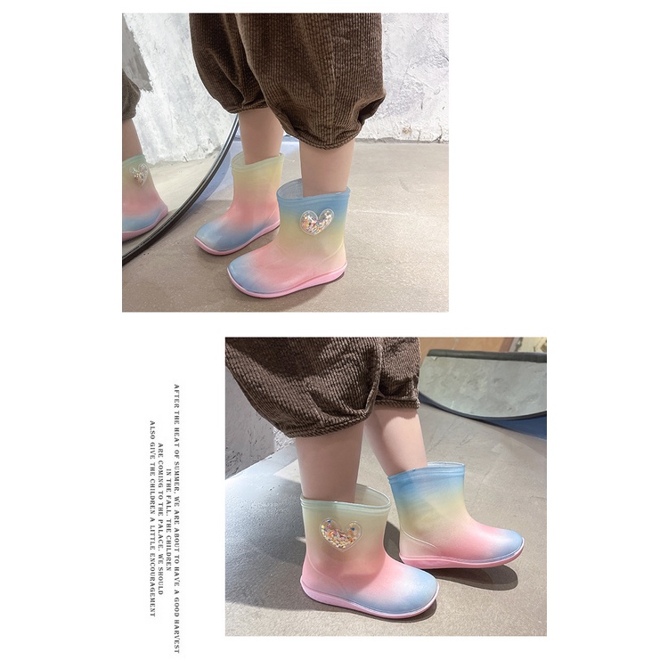 Giày Bốt Cao Su Đi Mưa Thời Trang Dành Cho Bé Gái Mẫu Giáo 2-7 Tuổi