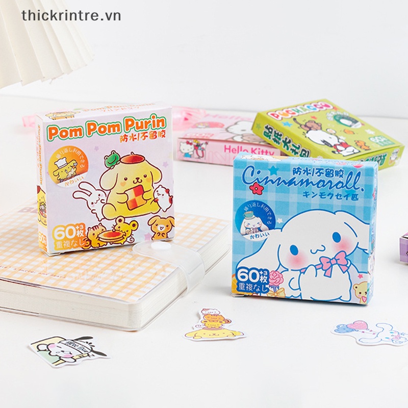 Set 60 Miếng Dán Mèo kitty Dễ Thương Chống Nước Trang Trí Sổ Tay vn