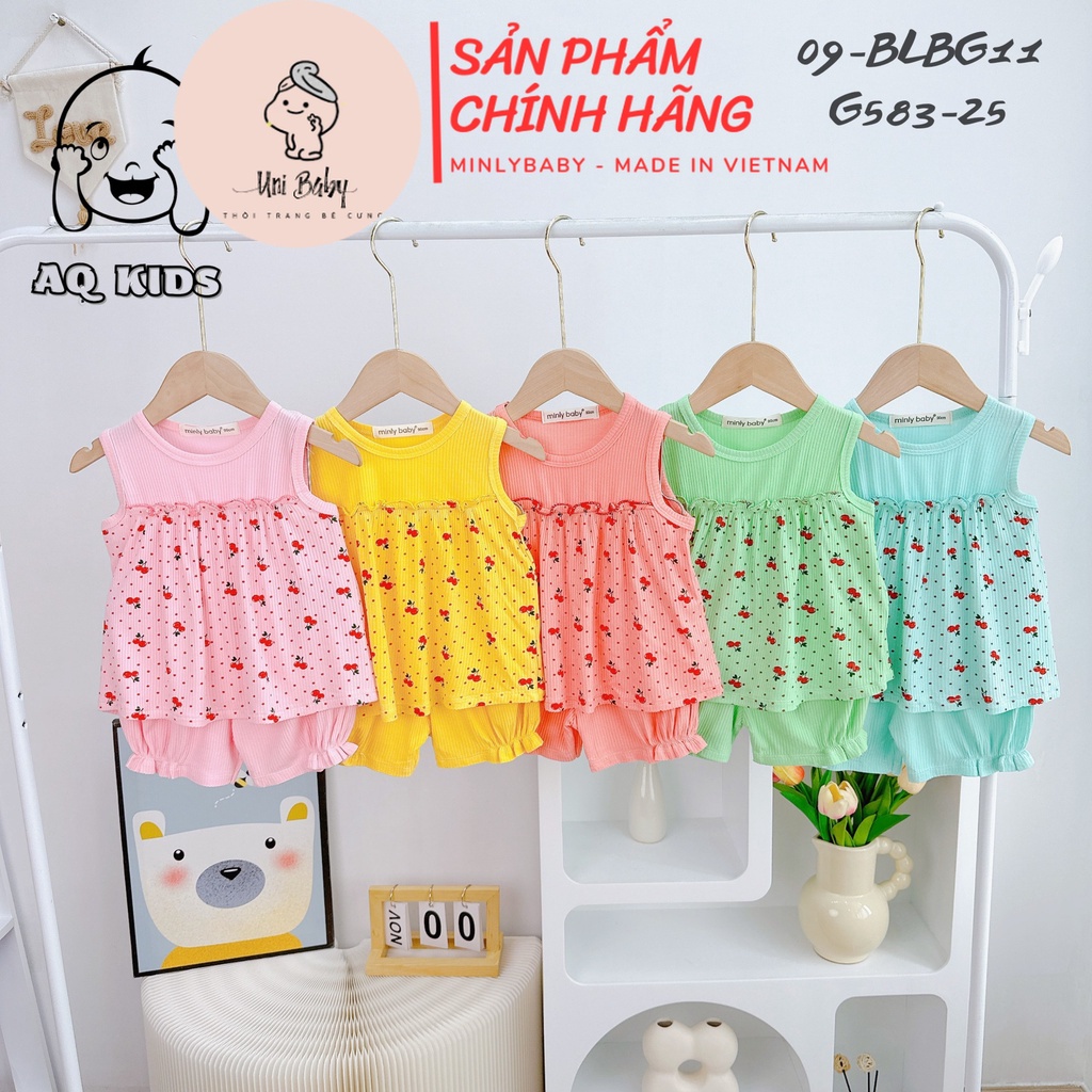 Bộ Quần Áo Ba Lỗ Bé Gái Vải Thun Gân QCCC Mềm Mịn, Hàng Chính Hãng 𝐌𝐢𝐧𝐥𝐲𝐛𝐚𝐛𝐲 Size Đại - BLTG