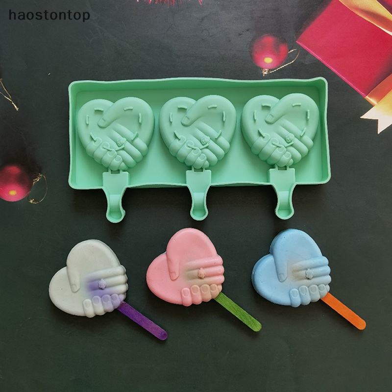 Khuôn Silicon Làm Kem / Sô Cô La / Bánh Kẹo Hình Trái Tim Lắc Tay 3 Ngăn vn