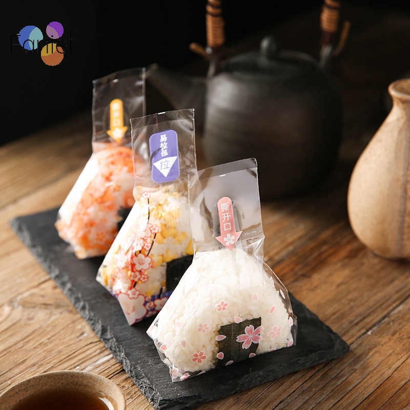 Set 10 Túi Làm Cơm Nắm sushi Rong Biển Hình Tam Giác Phong Cách Nhật Bản diy