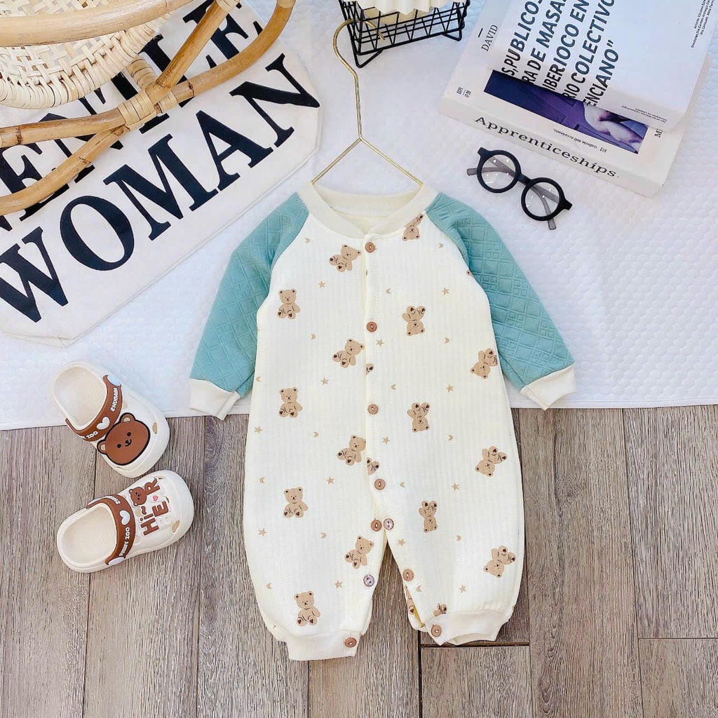 Body trần bông họa tiết cho bé mặc thời tiết thu đông