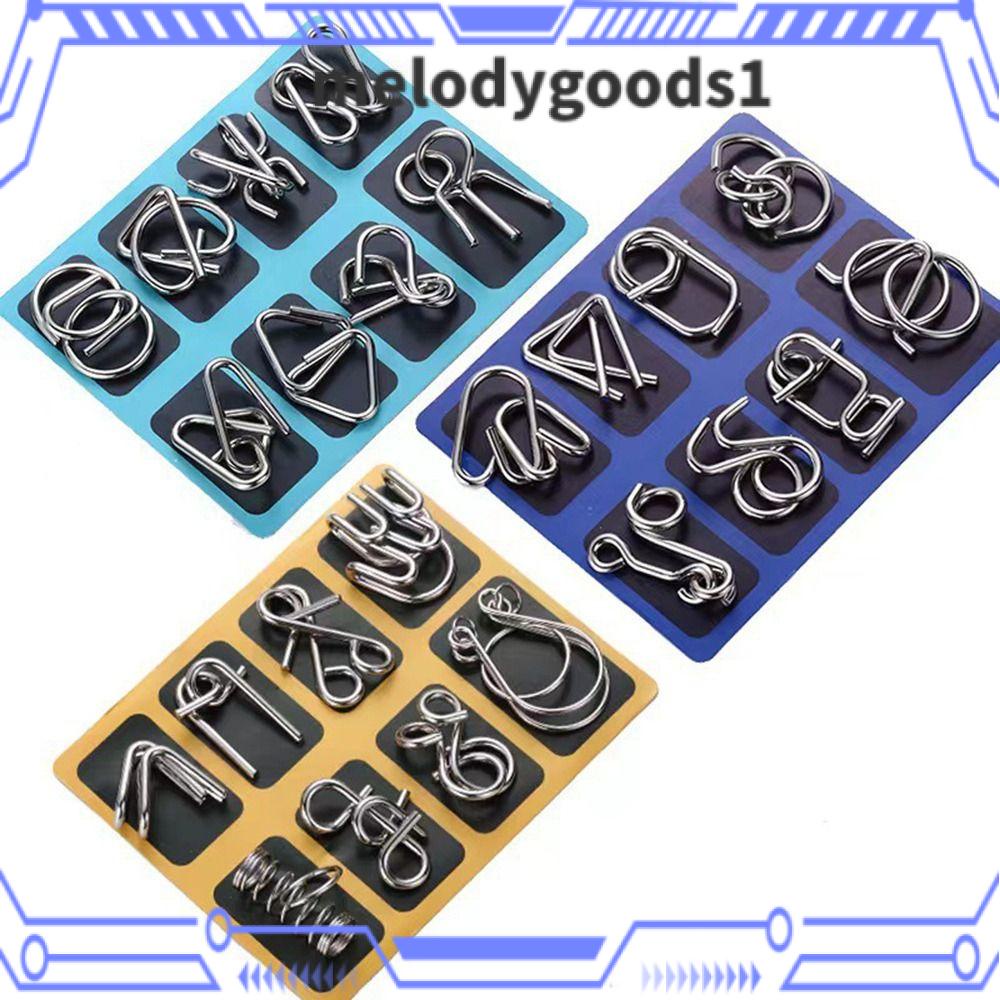 Melodygoods1 Bộ 8 Món Đồ Chơi Ghép Hình iq test Kim Loại Liên Kết Sắt Không Khóa, Trò Chơi Ma Thuật Giải Tỏa Căng Thẳng Cho Người Lớn Và Trẻ Em