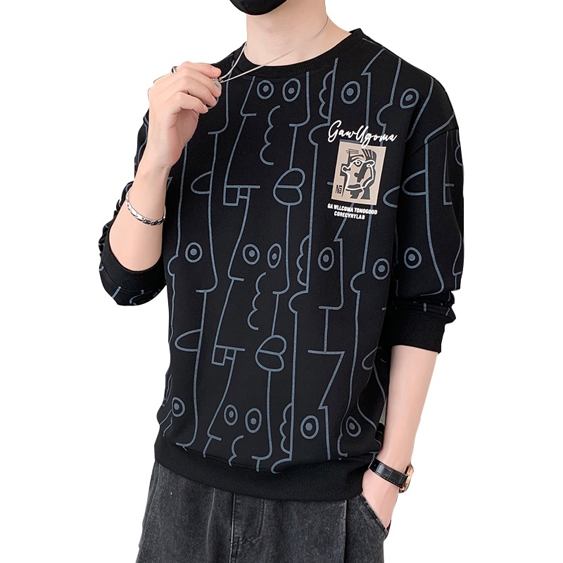 Áo Thun Tay Dài Cổ Tròn In Chữ Thời Trang Dành Cho Nam