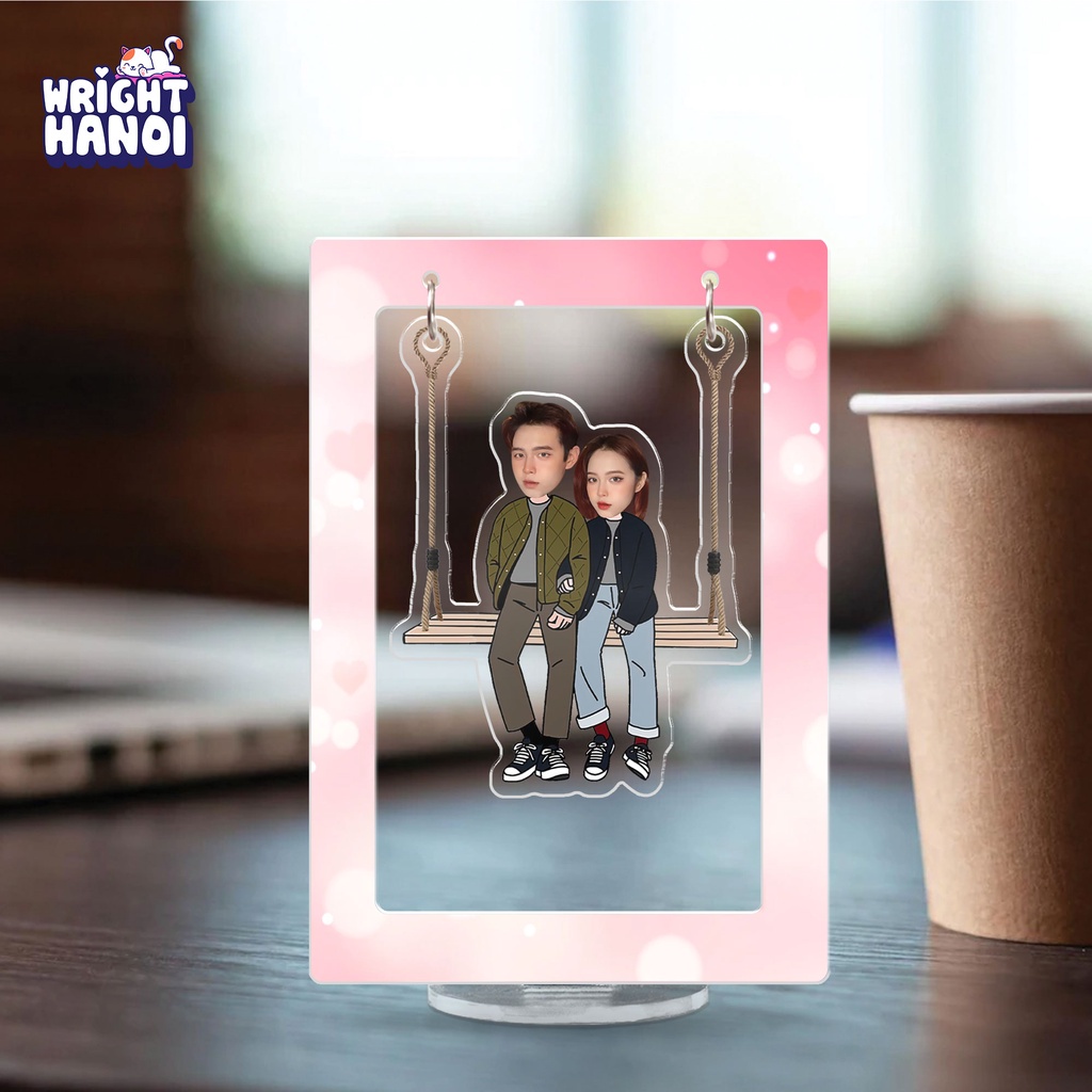 Mô hình mica in theo yêu cầu standee lắc lư đu đu cặp đôi đáng yêu cho người yêu, bạn gái, bạn trai
