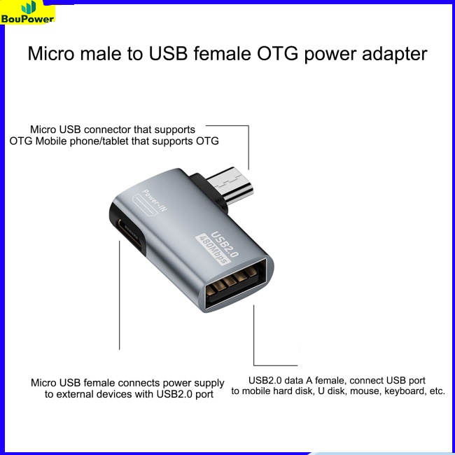Boupower Dây Cáp Chuyển Đổi micro usb Sang usb otg Cho tv tablet pc smartphone Với micro usb
