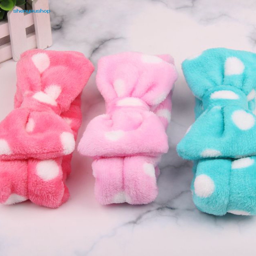 Băng Đô Nơ Lớn Bằng Lông Cừu San Hô Co Giãn Dễ Thương Dành Cho Nữ Rửa Mặt / Rửa Mặt